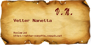 Vetter Nanetta névjegykártya